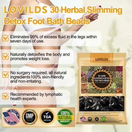 LOVILDS™ 𝟑𝟎-Hierbas perladas  de baño de pies adelgazantes y desintoxicantes-❤️👩‍⚕️(Certificada por , 𝐀𝐮𝐬𝐭𝐫𝐚𝐥𝐢𝐚𝐧 𝐋𝐲𝐦𝐩𝐡𝐨𝐥𝐨𝐠𝐲 𝐀𝐬𝐬𝐨𝐜𝐢𝐚𝐭𝐢𝐨𝐧)