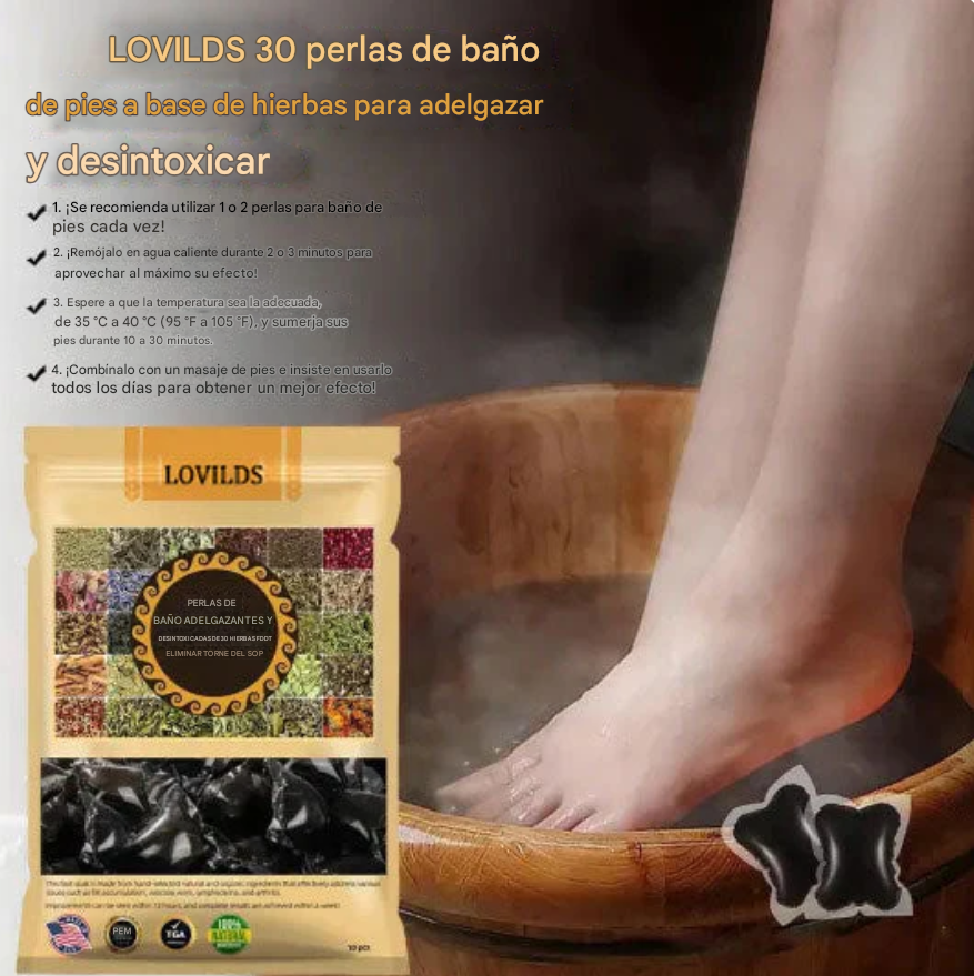 LOVILDS™ 𝟑𝟎-Hierbas perladas  de baño de pies adelgazantes y desintoxicantes-❤️👩‍⚕️(Certificada por , 𝐀𝐮𝐬𝐭𝐫𝐚𝐥𝐢𝐚𝐧 𝐋𝐲𝐦𝐩𝐡𝐨𝐥𝐨𝐠𝐲 𝐀𝐬𝐬𝐨𝐜𝐢𝐚𝐭𝐢𝐨𝐧)